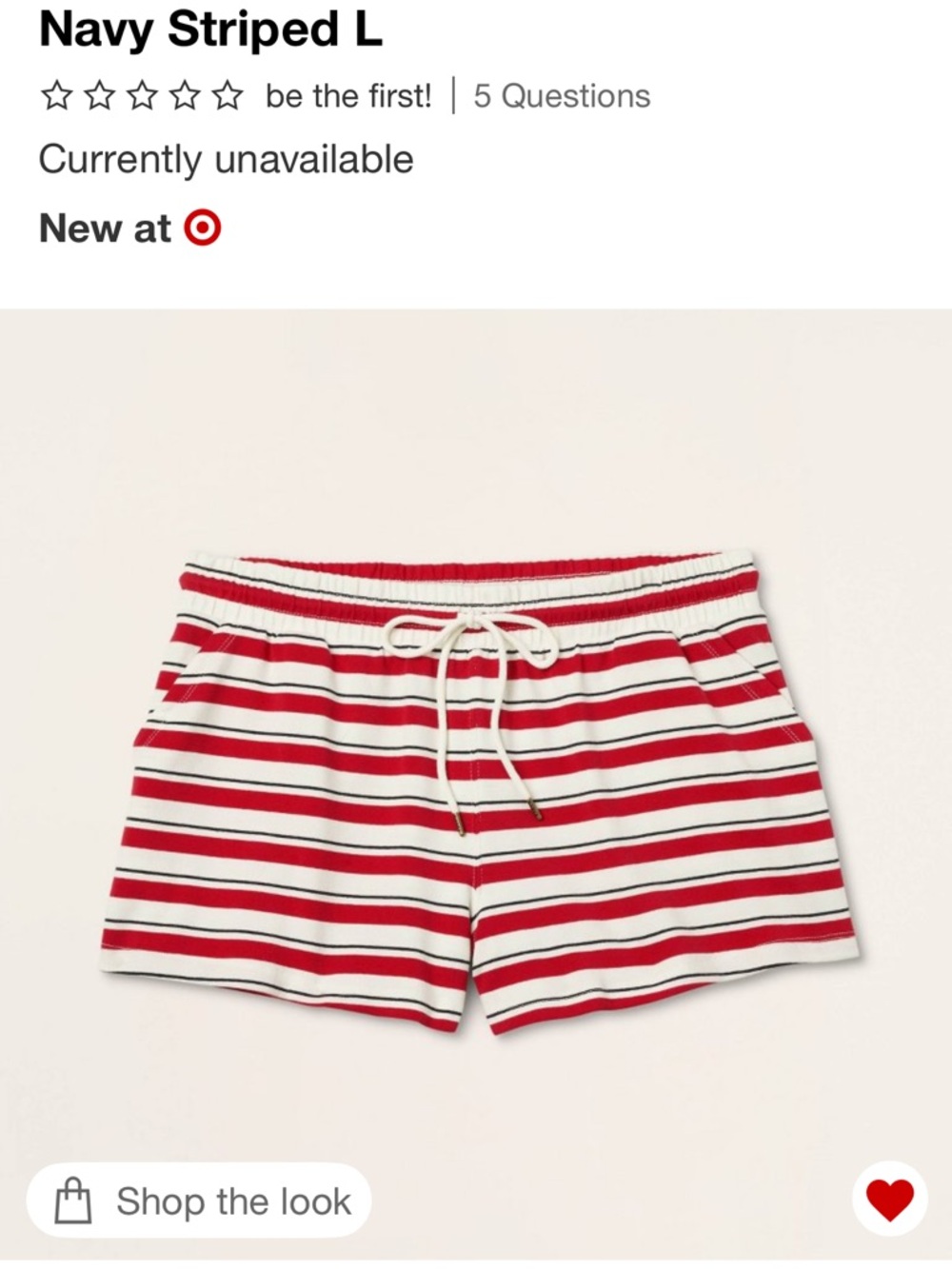 Striped Knit Drawstring Shorts - Red & White PARKE X TARGET